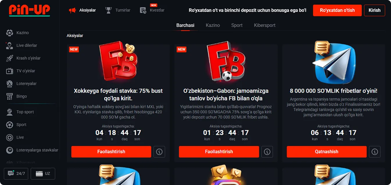 Bonuslar va aksiyalar